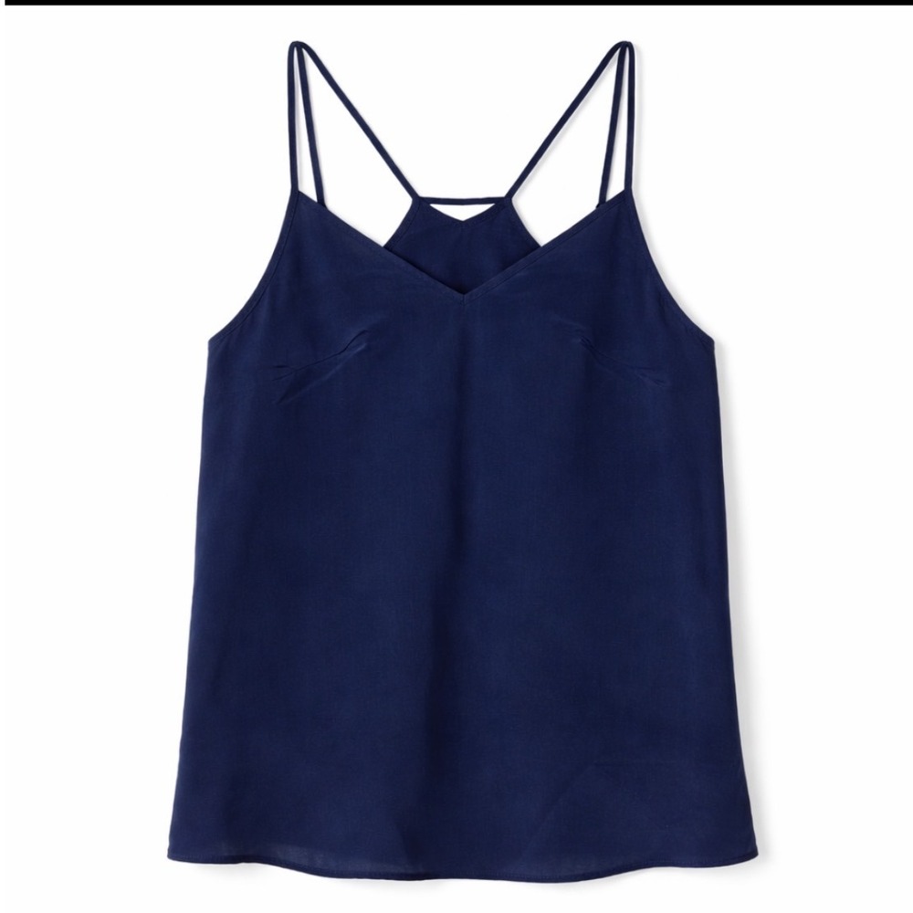 Lilly Pulitzer Silk Cami Navy Blue Adjustable Strap Tank XXS‎ 2XS